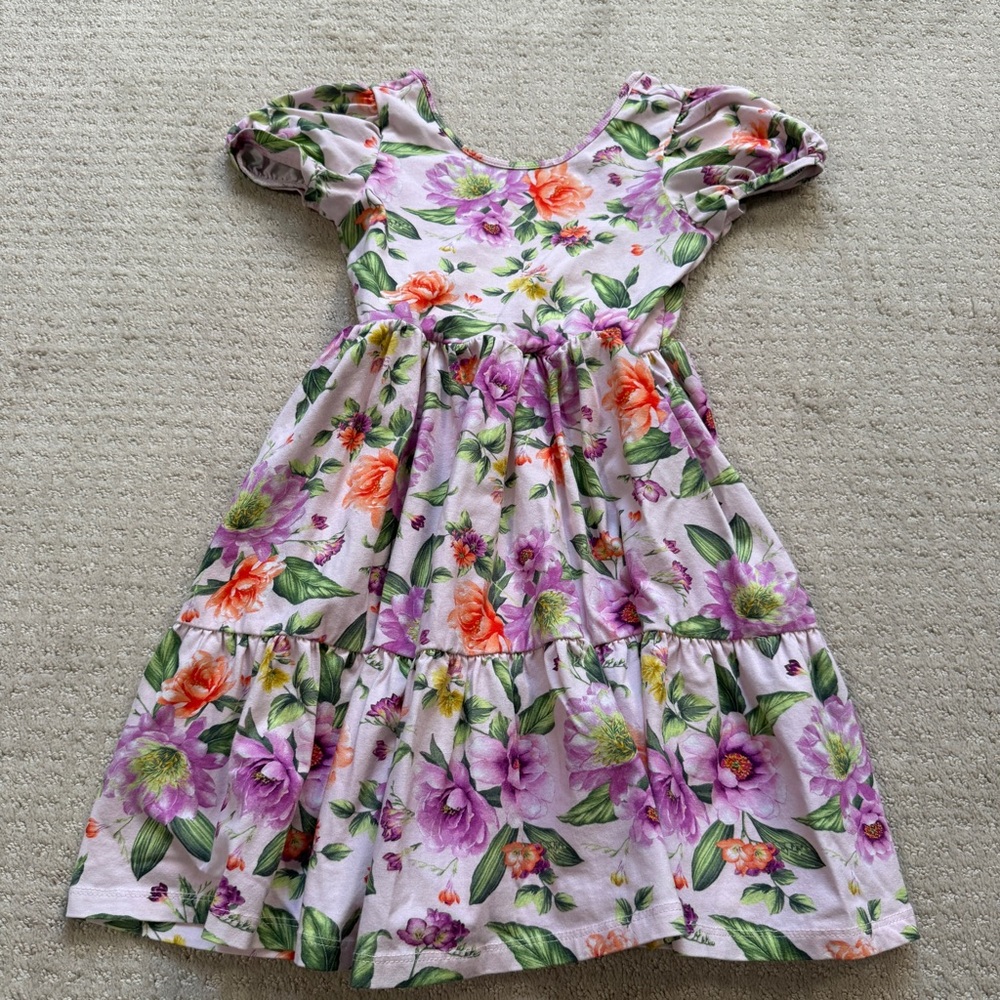 Janie and Jack Floral Dress in Purple and Orange